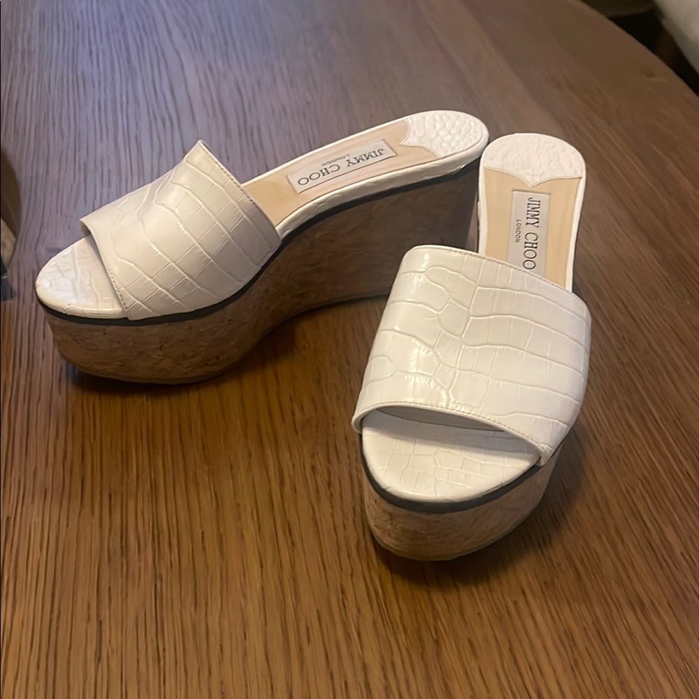 Jimmy Choo White Platform Shoes Modern Design